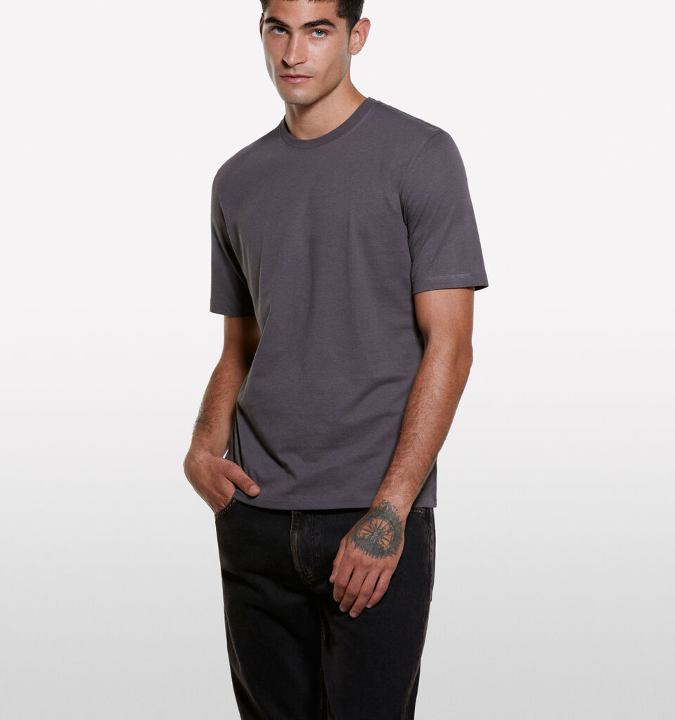 Dark gray regular fit short sleeve t-shirt - men's short sleeve t-shirts - Dark Gray | Sisley image number 3